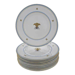 Early 20th Century Minton Prince of Wales Heraldic Dinner Plates Art Deco - Set of 10