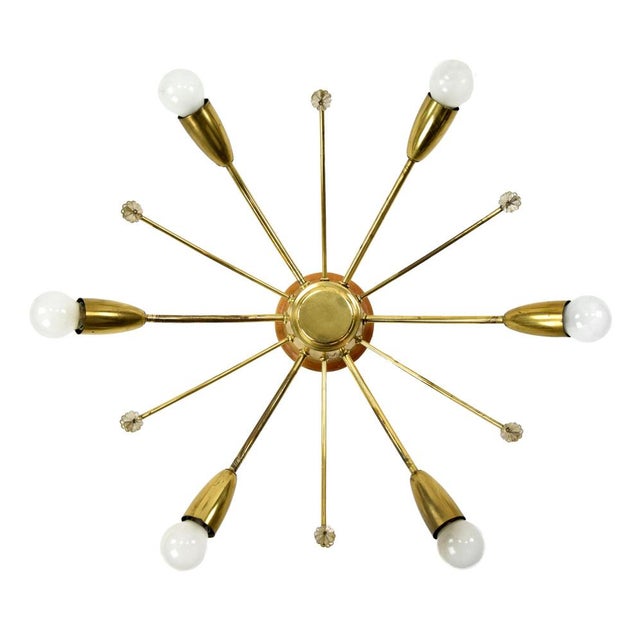 Metal Modernist Brass Sun-Shaped Flush Mount Attributed to J. T. Kalmar for Kalmar, Austria, 1950s For Sale - Image 7 of 7