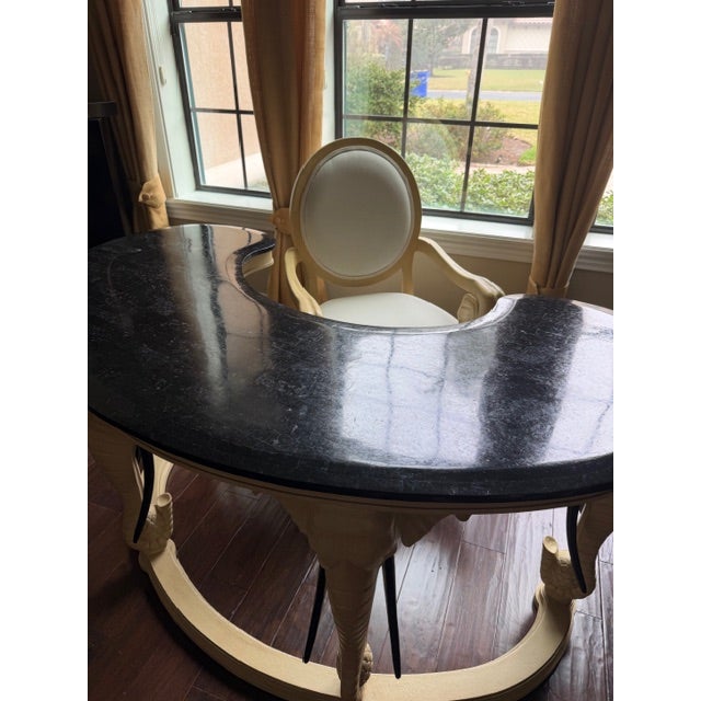1990s Carved Elephant Desk and Chair For Sale - Image 10 of 11