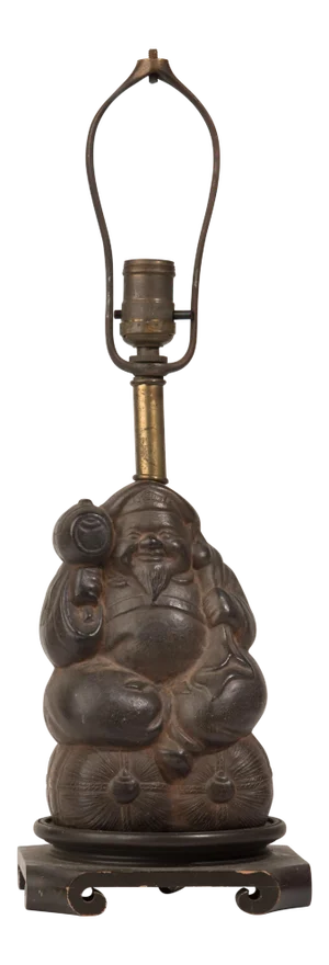 1950s Chinese Cast Iron Buddha Lamp