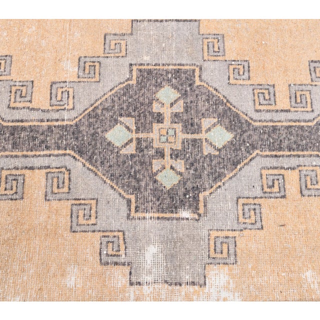 Orange 2'6x11'2 Natural Vintage Geometric Turkish Hand-Knotted Runner Rug For Sale - Image 8 of 9