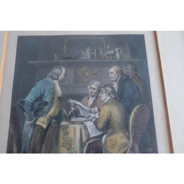 Signing of the Declaration of Independence Framed Print 19th Century Hand Colored Engraving Benjamin American History For Sale - Image 4 of 7