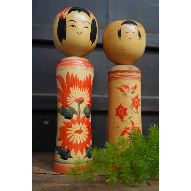 1950s Vintage Traditional Narugo Kokeshi by Yusa Fukuju and Sakurai Shoji, Japan, 1950s, Set of 2 For Sale - Image 5 of 8