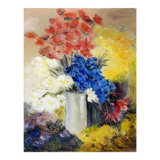 Mid 20th Century Modernist Floral Still Life Painting For Sale