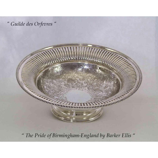 Barker Brothers & Cie 1970s New Silver Fruit/Cake Dish, Fluted Border For Sale - Image 4 of 12