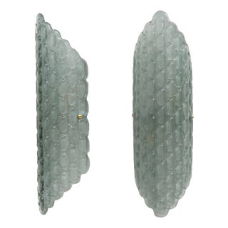 Aqua Green Murano Glass Wall Sconces with Textured Relief, 2000s, Set of 2 For Sale