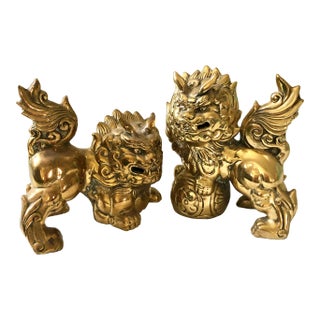 Vintage Brass Foo Dogs - a Pair For Sale