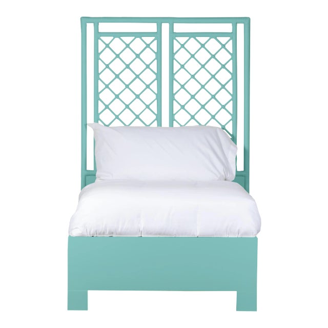 X & Diamond Bed Twin Extra Long - Turquoise For Sale