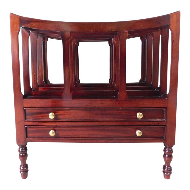 Vintage Mid Century Mahogany Wood Canterbury Magazine Rack For Sale