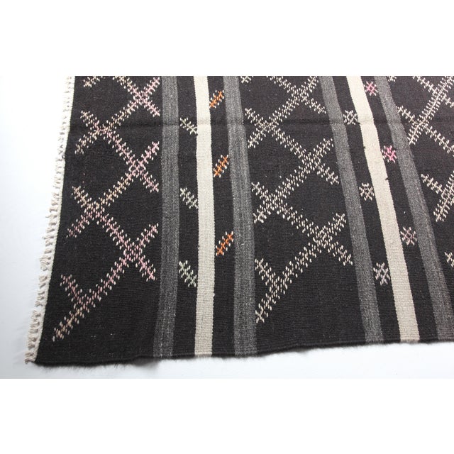 Textile Vintage Cicim Kilim With Modern X-Motif Design – Handwoven Anatolian Flatweave Kilim -7' 3'' X 10' 6'' For Sale - Image 7 of 10