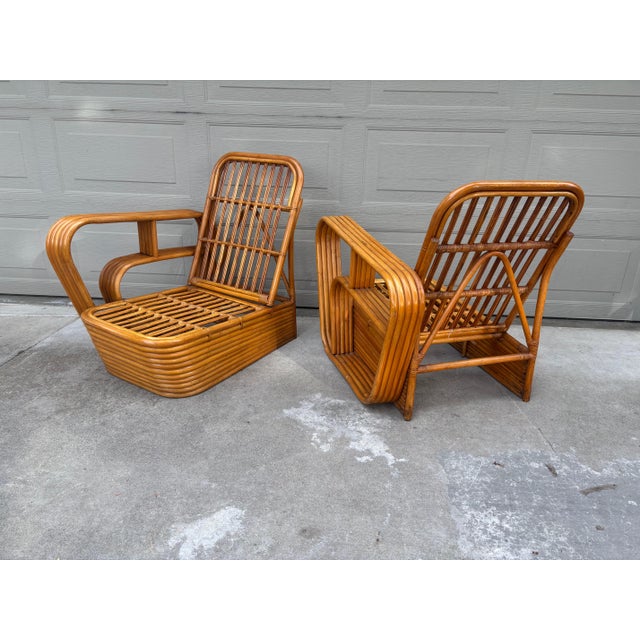 Wood Paul Frankl Style Rattan Bamboo Pretzel One-Arm Club Lounge Chairs Loveseat Sofa For Sale - Image 7 of 13
