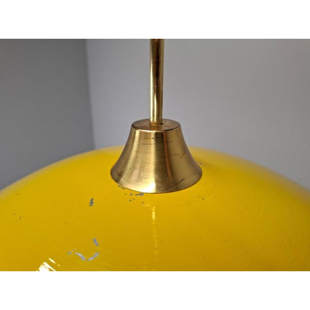 Mid-Century Modern Pendant Lamp in Yellow Metal with Brass and Glass, 1970s For Sale - Image 13 of 18