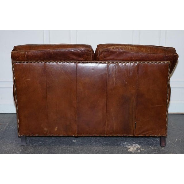 Balmoral Two Seater Brown Heritage Leather Sofa in the style of Halo and Timothy Oulton For Sale - Image 13 of 16