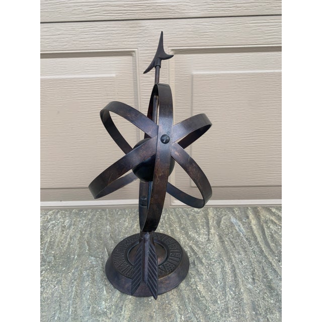 Bronze Black Iron Armillary Globe Sculpture – Traditional Landscape & Garden Decor For Sale - Image 8 of 8