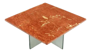 Mid-Century Modern Glass X Cross Base Coffee Table With Marble Top