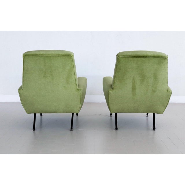Vintage Italian Lounge Chairs in Green Velvet, 1960s, Set of 2 For Sale - Image 10 of 16