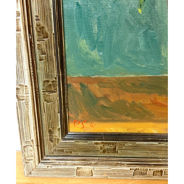 European Modernist Spring Still Life with Daffodils and Tulips, Signed "PS '41" For Sale - Image 10 of 15