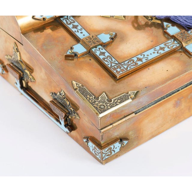 Antique Victorian Ormolu & Enamel Writing Slope Lap Desk Set, 1800s For Sale - Image 14 of 18