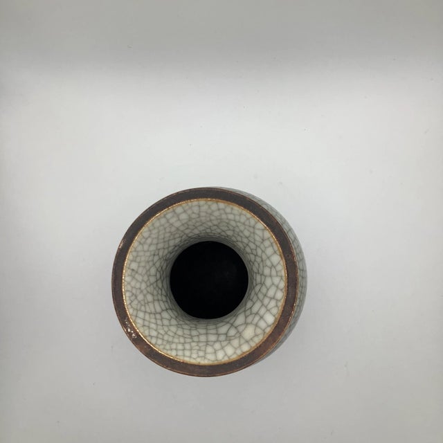 Ceramic Vintage Chinese Nanking Crackle Baluster Warrior Vase For Sale - Image 7 of 10