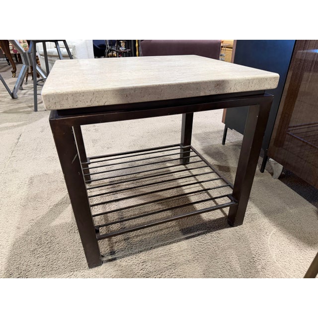 Travertine "Tempo" End Table Attributed to Bernhardt For Sale - Image 4 of 5