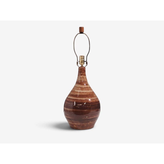 1960s 1960s Mid-Century Modern Gordon & Jane Martz, Large Table Lamp, Brown Glazed Ceramic For Sale - Image 5 of 12