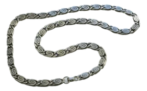 Vintage 1970s Silver Byzantine Scroll Link Chain Necklace