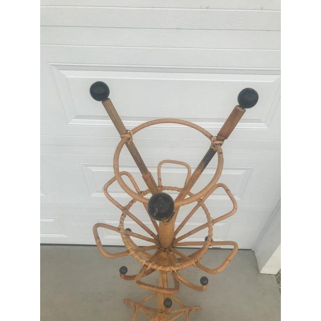 Wood Vintage Mid Century Mod Italian Atomic 1950's Bentwood Bamboo Floor Hat Coat Rack Stand For Sale - Image 7 of 11