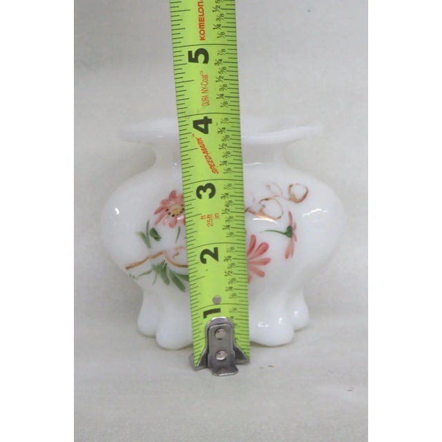 Consolidated Glass Hand Painted Floral White Catalonian Melon Vase For Sale In Miami - Image 6 of 13