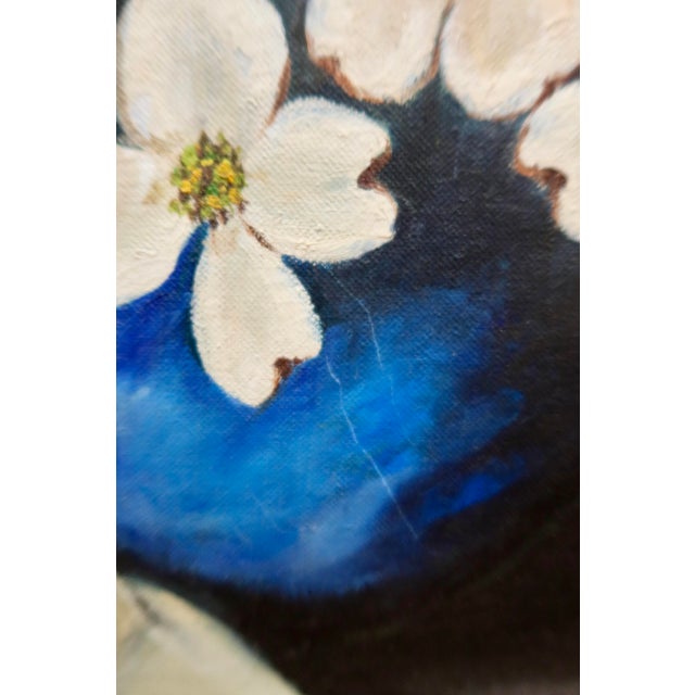 Mid 20th Century Large Framed Vintage Floral Still Life Oil Painting on Canvas For Sale - Image 5 of 7