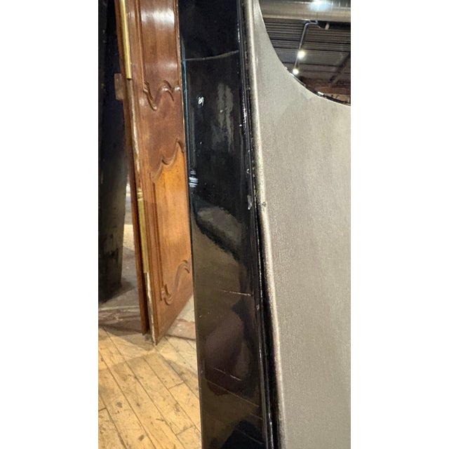 Silver 1990s Pair of Modern Black Lacquer Chairs With Fur Accent For Sale - Image 8 of 9