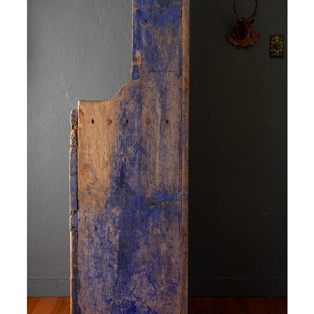 Rustic Blue Painted 19th Century Romanian Step Back Cupboard Cabinet For Sale - Image 13 of 18