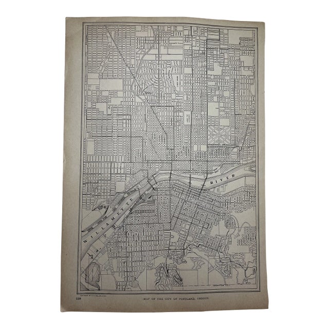 Antique 1920s Portland Oregon City Map For Sale