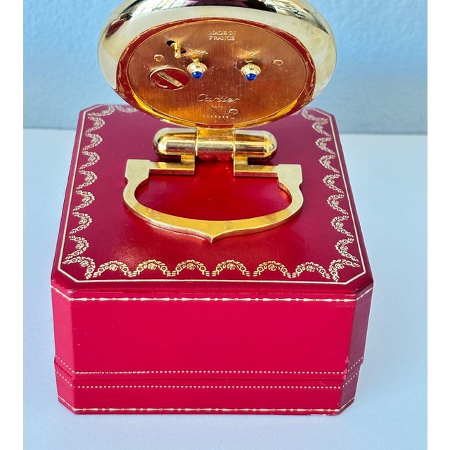 Cartier Colisee Art Deco 24k Gold-Plated Travel Desk Clock, 1990s For Sale - Image 11 of 14