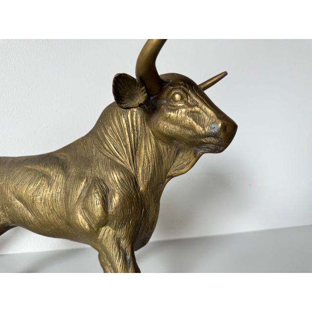 Vintage Solid Brass Bull Sculpture For Sale In Miami - Image 6 of 10