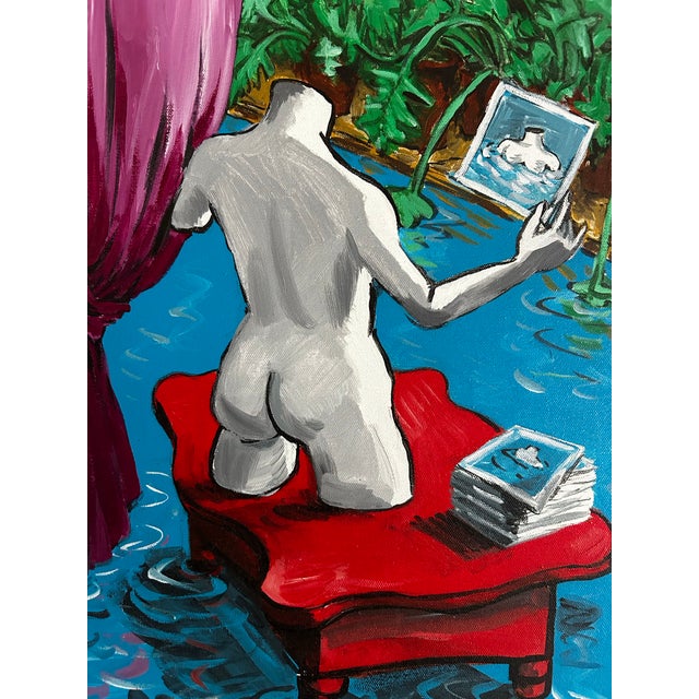 Surrealism Vintage 1985 Figural Surrealist Oil Painting by John Aiello For Sale - Image 3 of 5