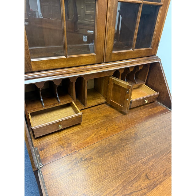 Vintage Pennsylvania House Solid Cherry Block Front Secretary Desk For Sale - Image 9 of 12