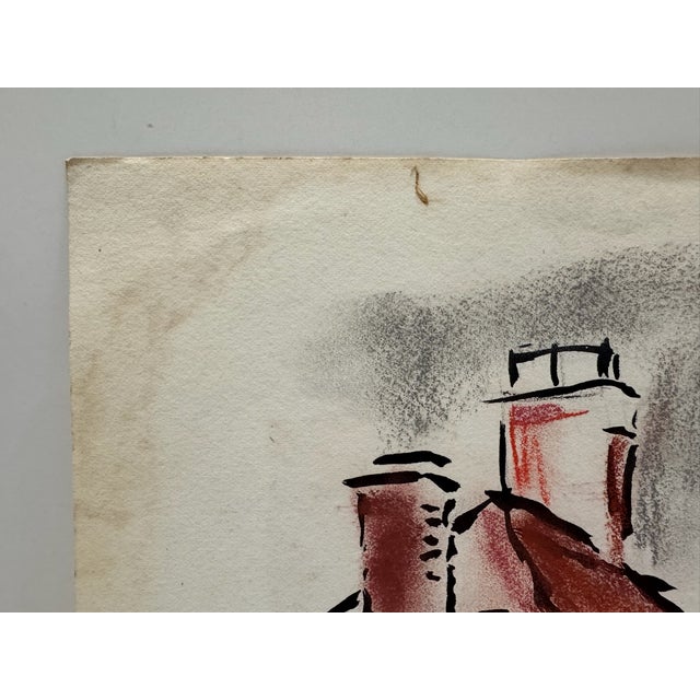Henry Emil Salloch Original Watercolor on Paper Quaint Village Street, 1962. For Sale - Image 4 of 7
