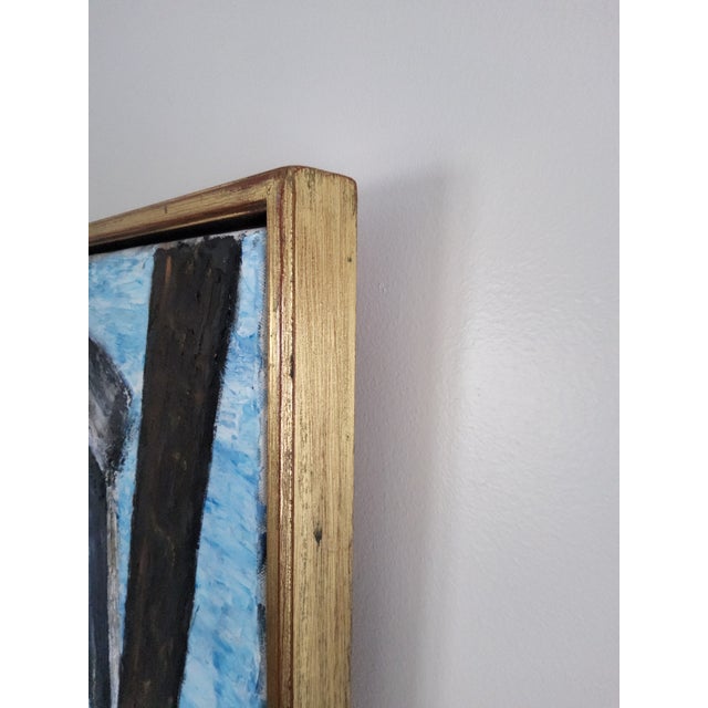 Mid Century Swedish Modernist Naivist Maritime Oil Painting of a Fisherman For Sale - Image 13 of 17