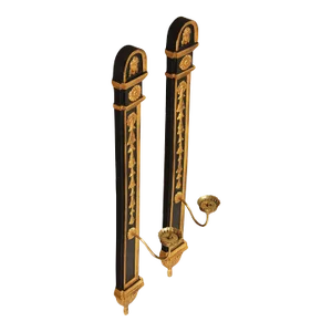 Egyptian Revival Style Pair of Partial Gilt Wall Sconces