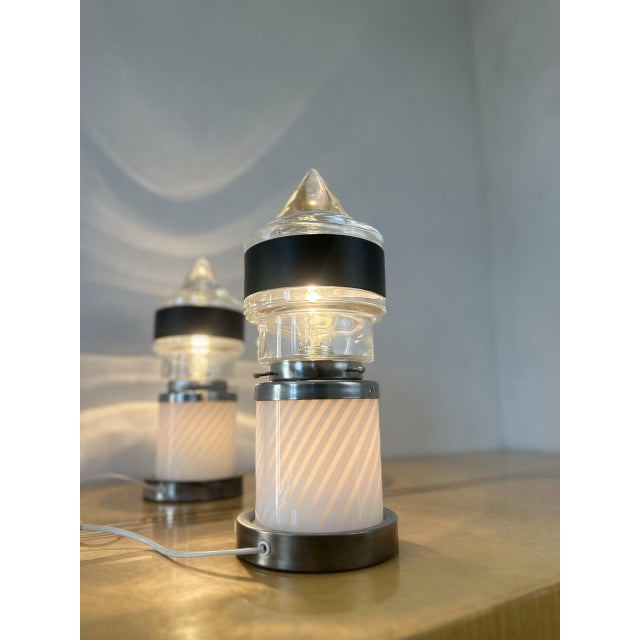Space Age Murano Glass Table Lamps, Italy, 1970s, Set of 2 For Sale - Image 13 of 13