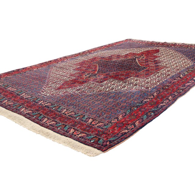 79272 Vintage Persian Bijar Rug, 06'09 x 10'04. The Crimson Citadel: A Vintage Persian Bijar Rug of Sacred Harmony Forged...