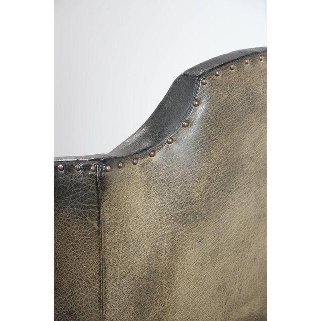 Large Antique English Cowhide Wing Chair, 1800s For Sale - Image 13 of 14