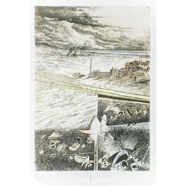 Spiaggia e Soria - Original Etching by Mario Logli - 1986 1986 For Sale