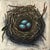 Bird's Nest, 3 Eggs by Thane Gorek | Mixed Media on Board Nest with three blue eggs For Sale