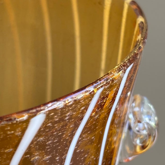 Vintage 1970s Venini for Disaronno Murano Glass Ice Bucket, Amber & White For Sale - Image 9 of 17