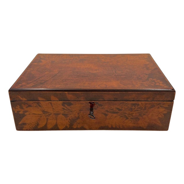 Antique Biedermeier Jewelry Box in Printed Beech, 1840 For Sale