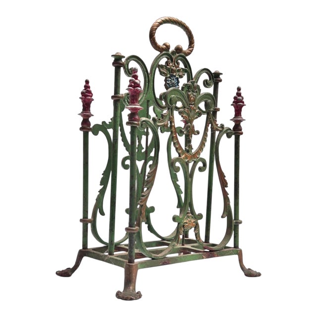 Late 19th Century French Art Nouveau Cast Iron Magazines Rack For Sale