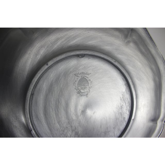 European Vintage Pewter Plate or Dish With Flowers Floral Drinks Tray Tre Effe Zinn Germany For Sale - Image 6 of 8
