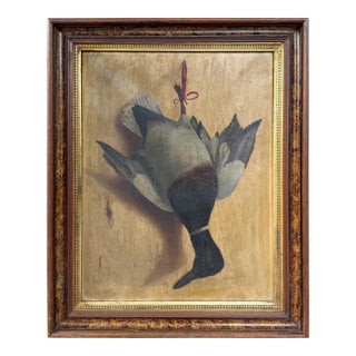 19th Century Mallard Duck Trophy Painting For Sale