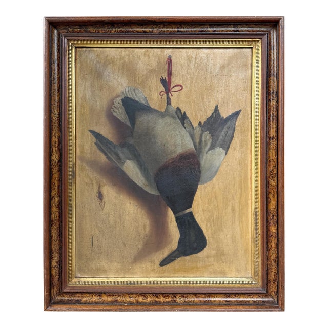 19th Century Mallard Duck Trophy Painting For Sale